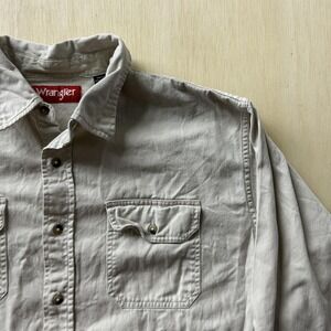 Wrangler Shirt Mens XL Beige Twill Long Sleeve Snap Button Up Casual Workwear
